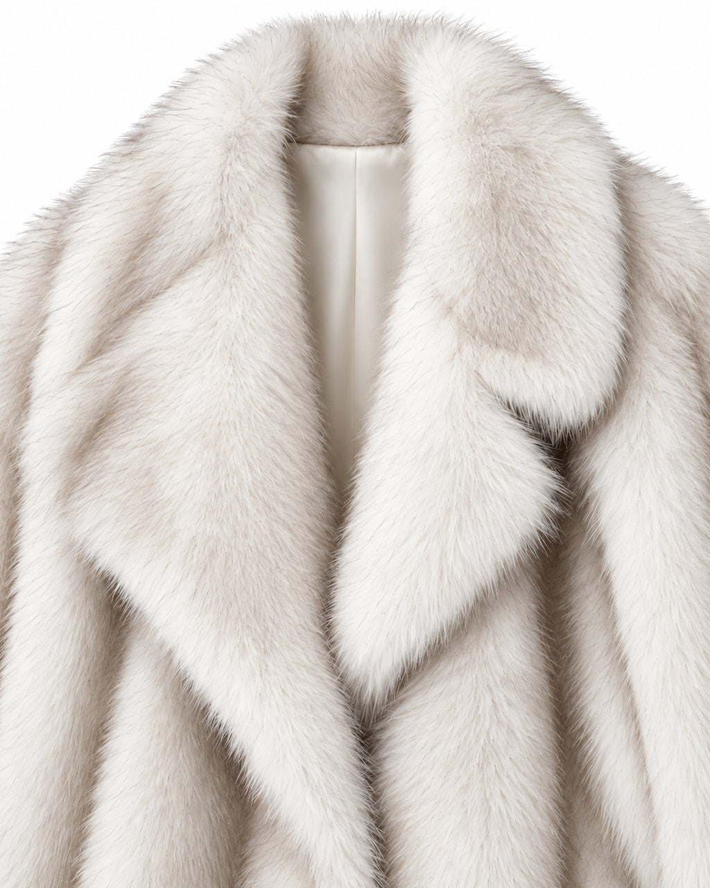 Oversized faux fur jacket in cream, collar detail