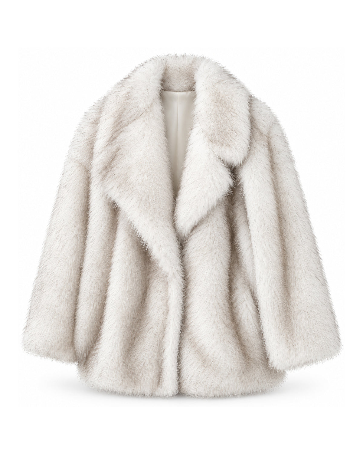 Oversized faux fur jacket in cream, front