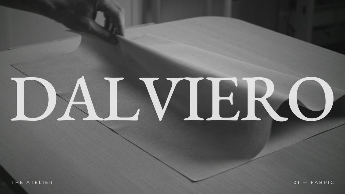Fabric being cut and sewn in the Dalviero atelier